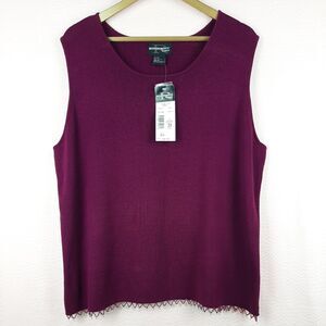 NEW Requirements Woman Knit Purple Vest with Fringe Soft Size Plus 3X